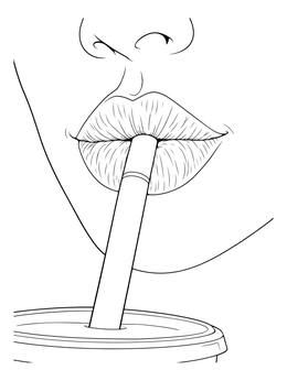Free printable Lips Sipping Through A Straw coloring page