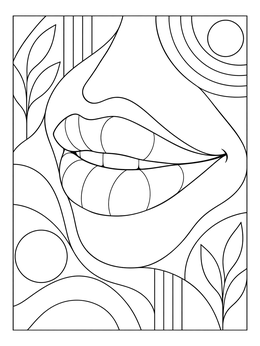 Free printable Stylized Smiling Lips Line Art coloring page