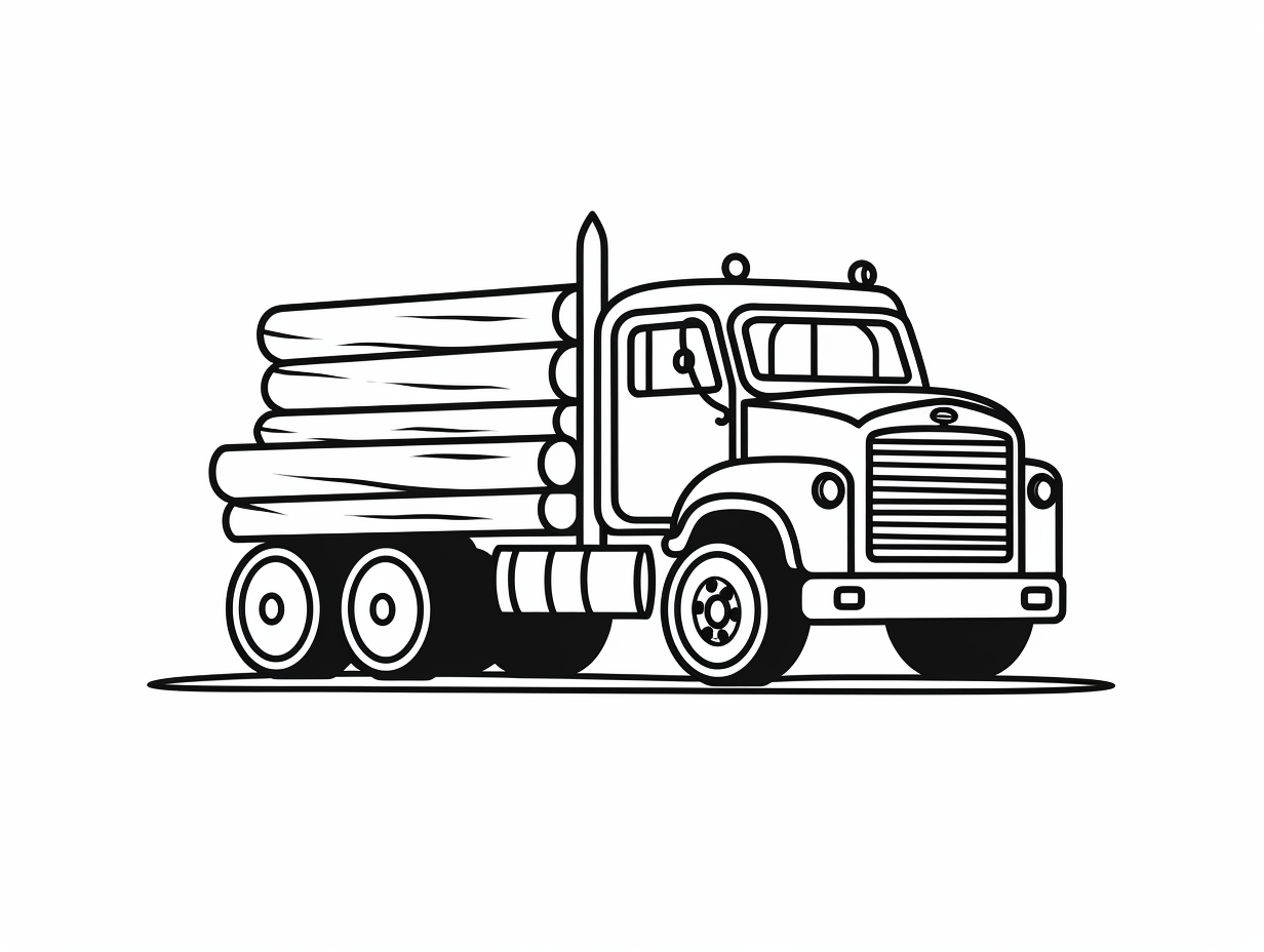 Realistic Log Truck Coloring - Coloring Page