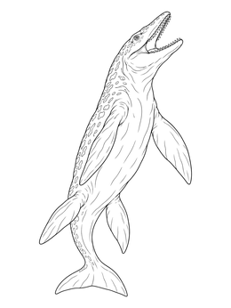 Free printable Realistic Mosasaurus Swimming Upward coloring page