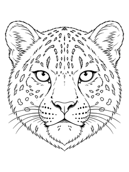 Free printable Realistic Snow Leopard Face Portrait coloring page