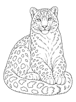 Free printable Realistic Snow Leopard Resting coloring page