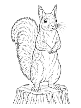 Free printable Realistic Squirrel On A Tree Stump coloring page