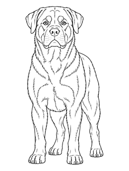 Free printable Realistic Standing Rottweiler Portrait coloring page