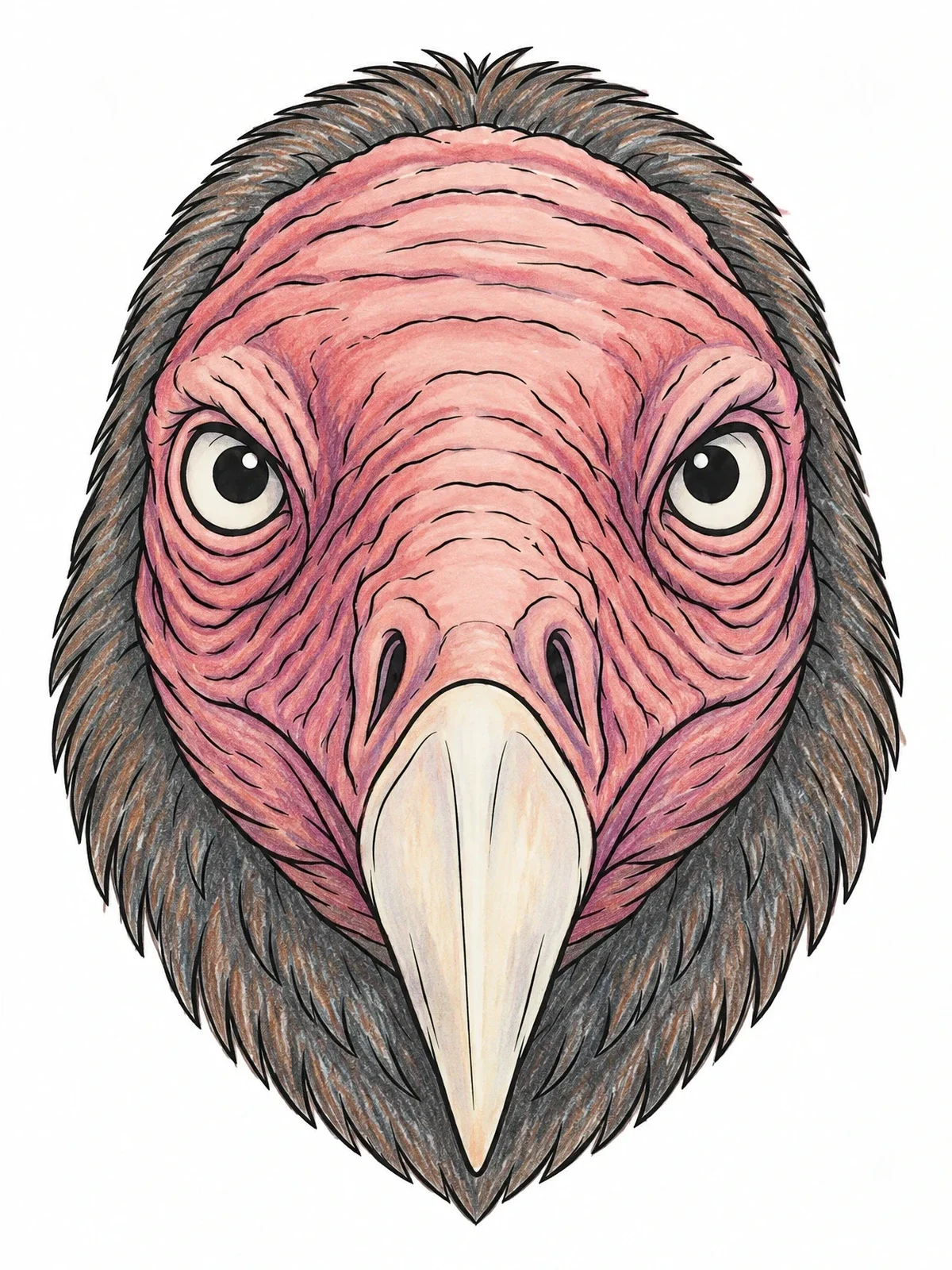Colored example of the Realistic Turkey Vulture Portrait coloring page