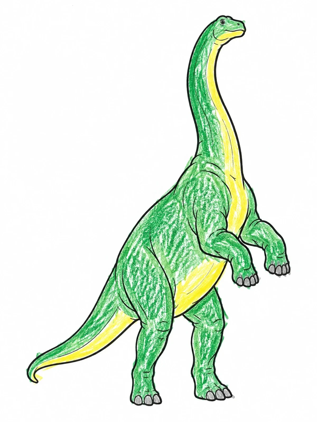 Colored example of the Rearing Brontosaurus Standing Tall coloring page