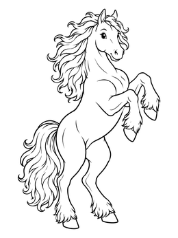 Free printable Rearing Cute Friesian Horse coloring page