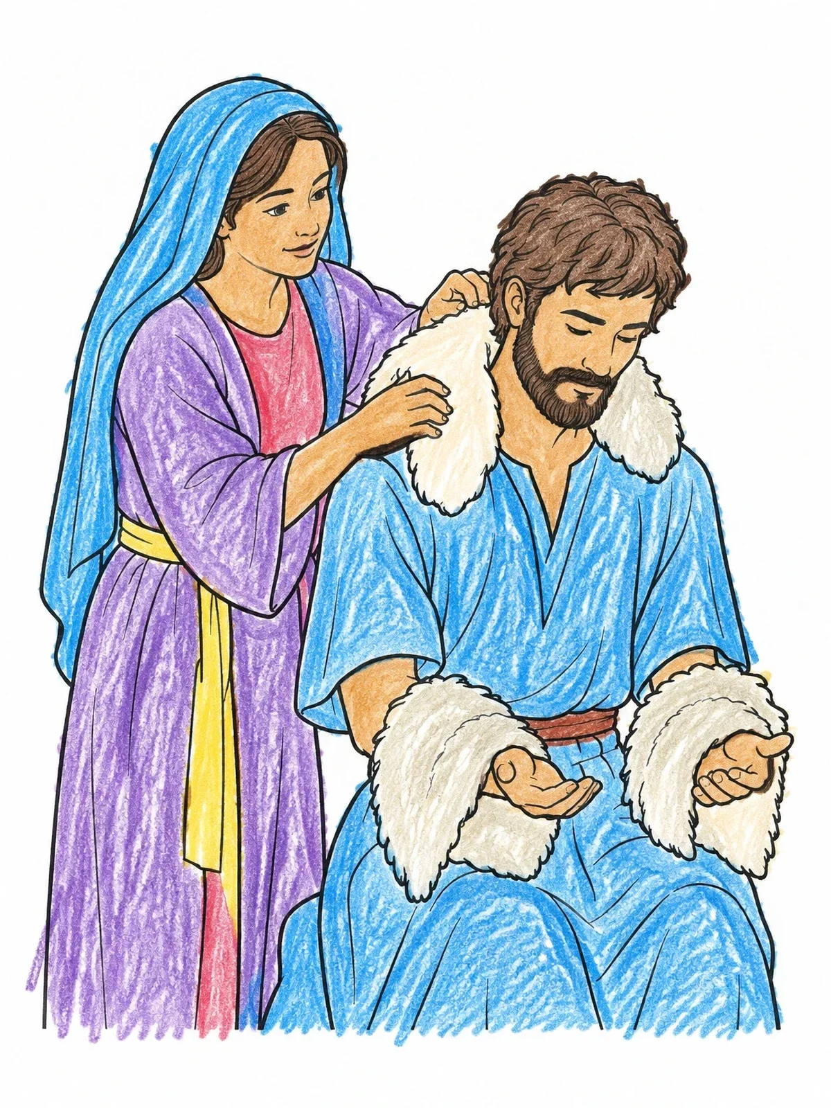 Colored example of the Rebekah Covering Jacob In Goatskins coloring page
