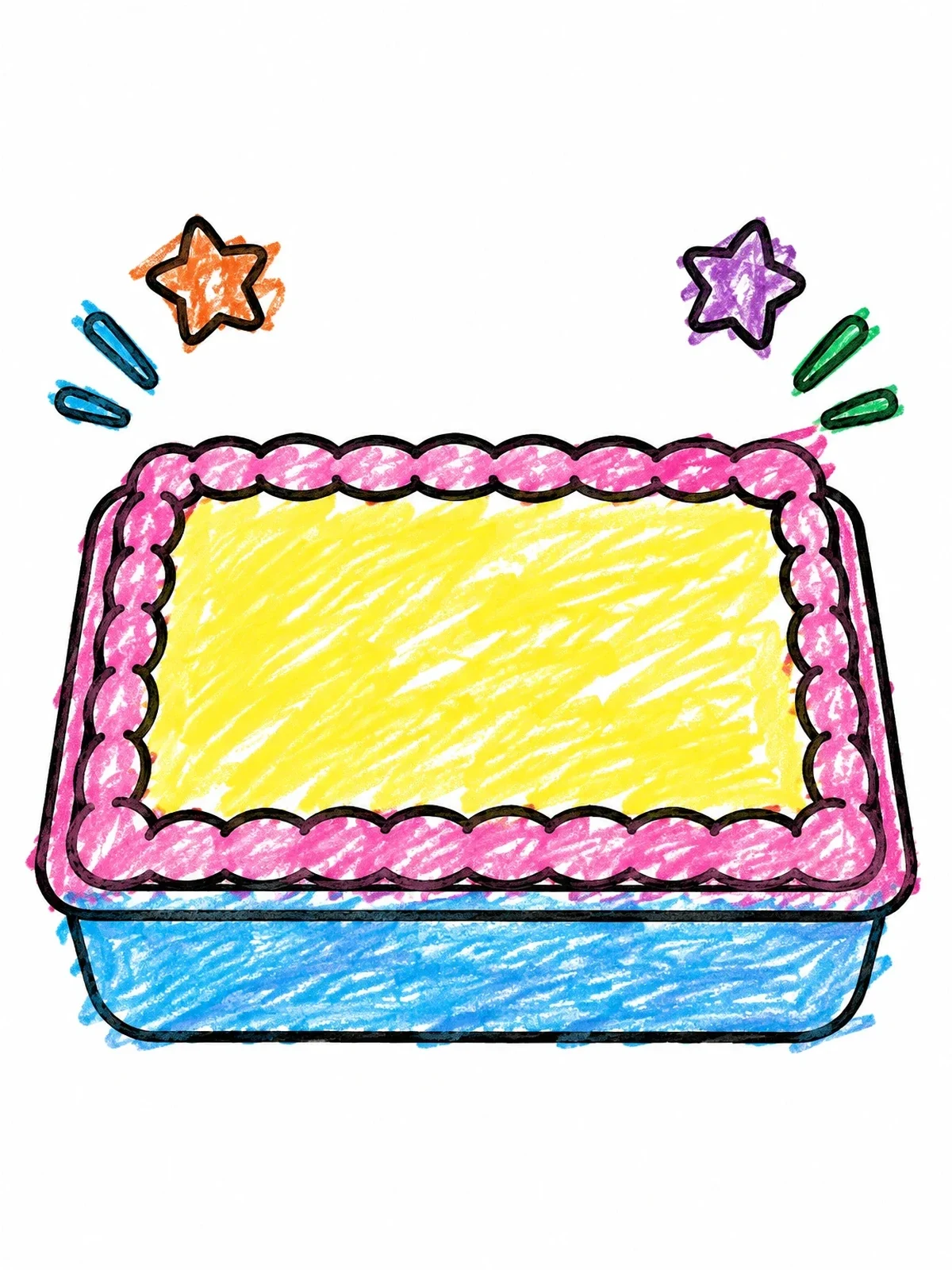 Colored example of the Rectangular Sheet Cake In Pan coloring page