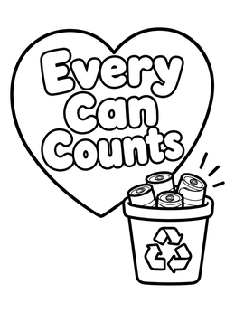 Free printable Every Can Counts Heart coloring page