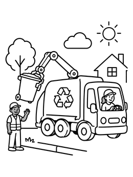 Free printable Recycling Truck With Robotic Arm coloring page