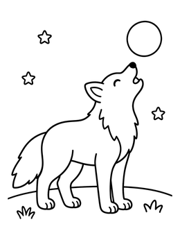 Free printable Wolf Howling Under The Moon coloring page