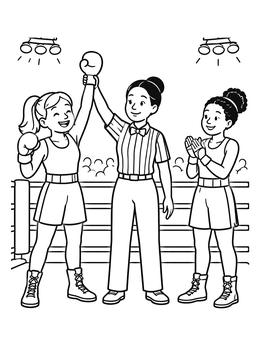 Free printable Referee Declaring The Boxing Winner coloring page