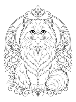 Free printable Regal Long Haired Persian Cat coloring page
