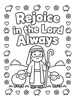 Free printable Rejoice Shepherd And Sheep coloring page