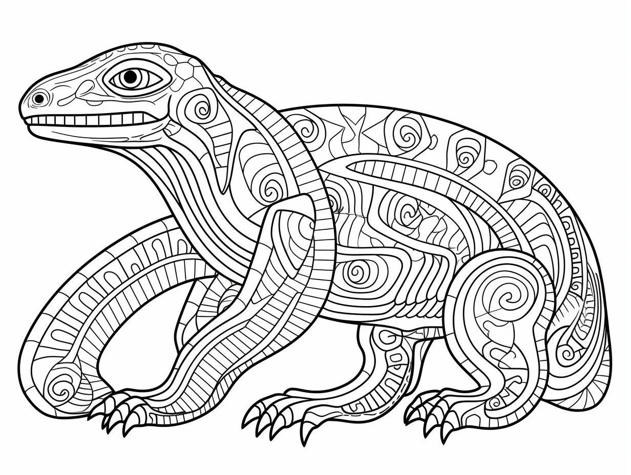Relaxing Komodo Dragon Coloring Page - Coloring Page