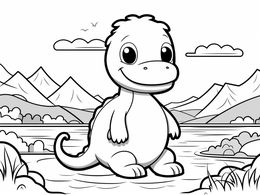 Nessy Colouring In Loch Ness Monster For Kids To Color - Coloring Page