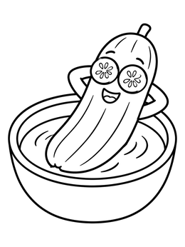 Free printable Relaxing Spa Cucumber In A Bowl coloring page