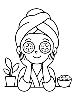 Free printable Relaxing Spa Day With Cucumber Slices coloring page