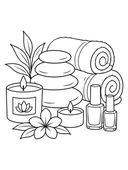 Free printable Relaxing Spa Still Life With Stones coloring page
