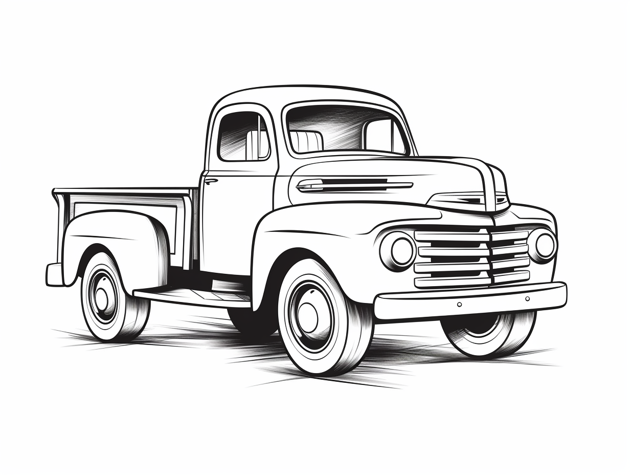 Relive Memories With Old Truck Coloring - Coloring Page