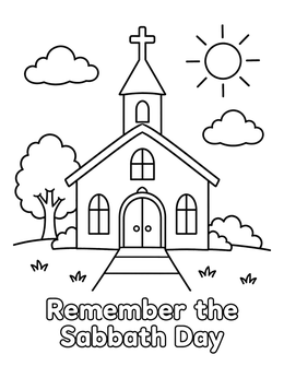 Free printable Remember The Sabbath Day Church coloring page