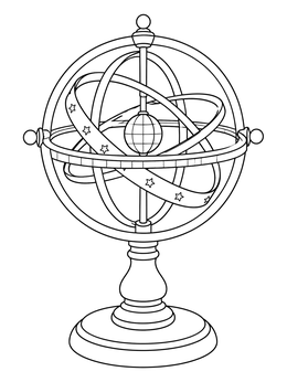 Free printable Renaissance Armillary Sphere On Stand coloring page