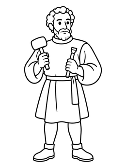 Free printable Renaissance Artist Michelangelo With Sculpting Tools coloring page