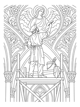 Free printable Renaissance Artist Painting Cathedral Fresco coloring page
