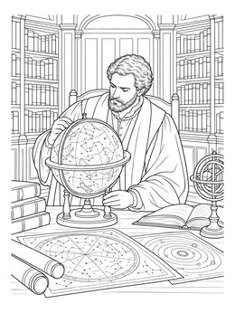 Free printable Renaissance Astronomer In His Study coloring page