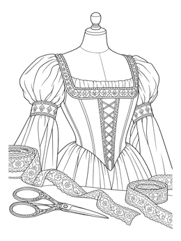 Free printable Renaissance Dressmaker Mannequin And Lace coloring page