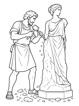 Free printable Sculptor Carving A Classical Marble Statue coloring page