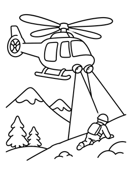 Free printable Rescue Helicopter On Mountain Mission coloring page