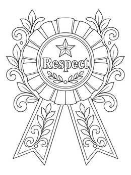 Free printable Respect Award Ribbon Rosette coloring page