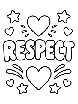 Free printable Respect Word With Hearts And Stars coloring page