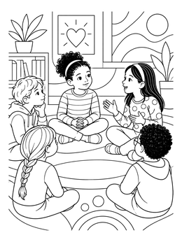 Free printable Children Listening In Circle Time coloring page