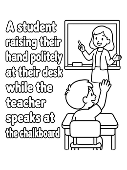 Free printable Polite Student Raising Hand In Class coloring page