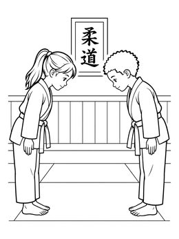 Free printable Respectful Judo Bow In Dojo coloring page