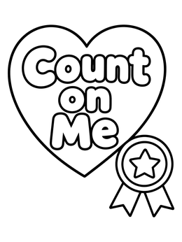 Free printable Count On Me Heart Award coloring page