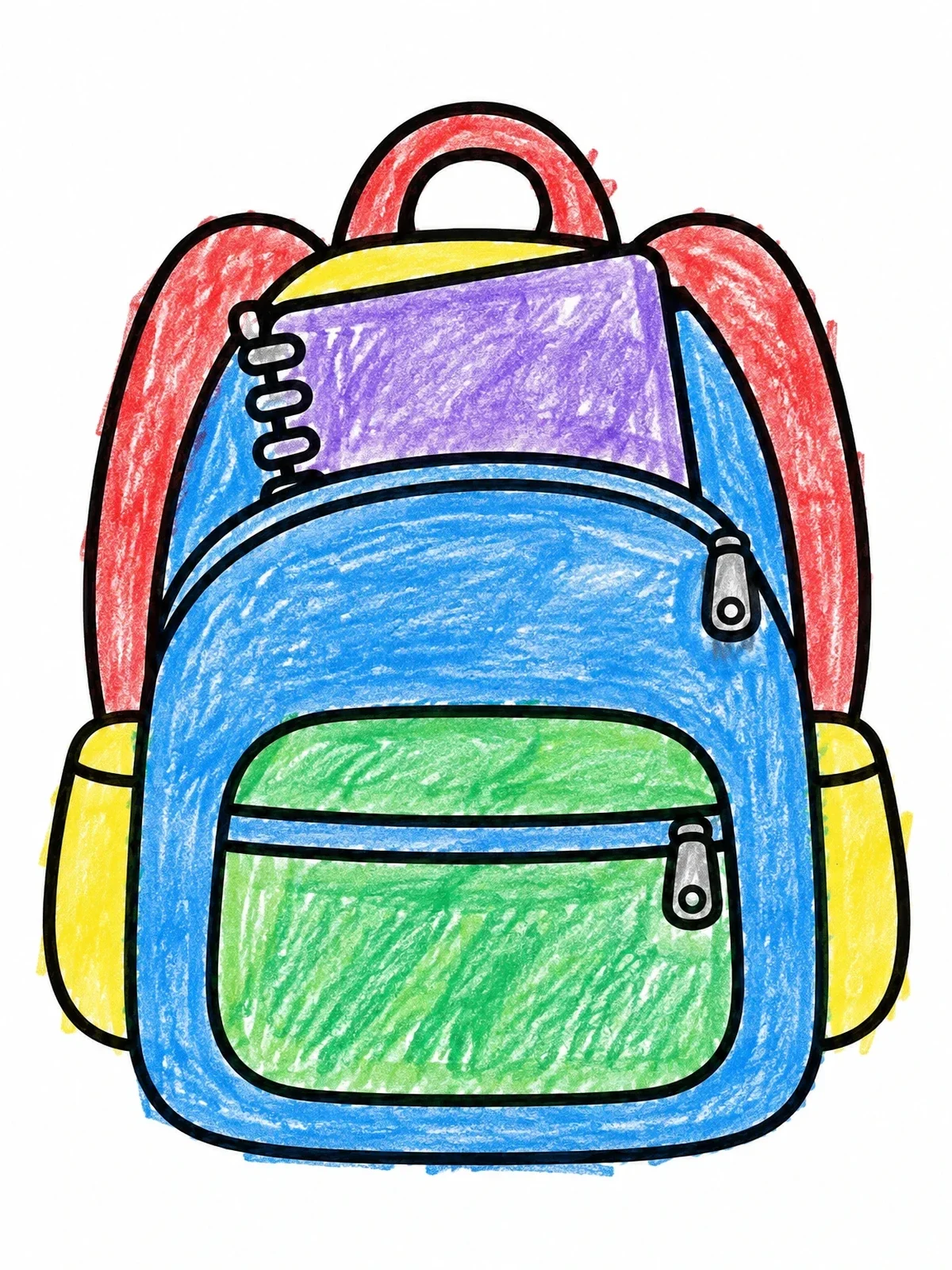 Colored example of the Neatly Packed School Backpack coloring page