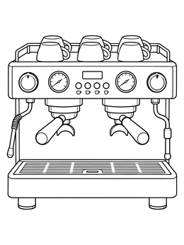 Free printable Commercial Espresso Machine With Cups coloring page