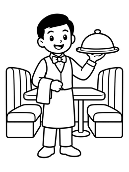 Free printable Friendly Waiter With Covered Dish coloring page