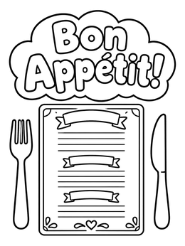 Free printable Restaurant Menu With Fork And Knife coloring page