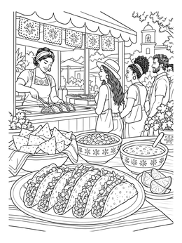 Free printable Outdoor Taco Stand And Feast coloring page