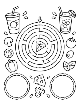 Free printable Pizza Placemat Activity And Maze coloring page