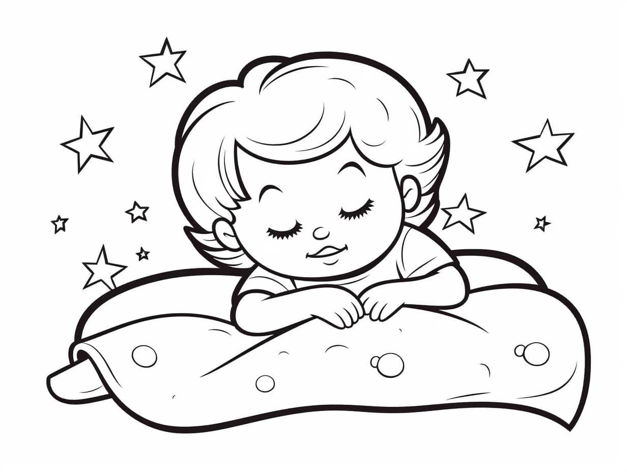 Restful Sleeping Coloring Activity Coloring Page