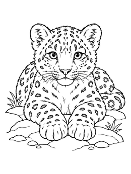 Free printable Resting Snow Leopard Cub coloring page