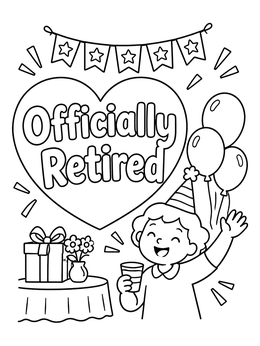 Free printable Officially Retired Celebration Party coloring page