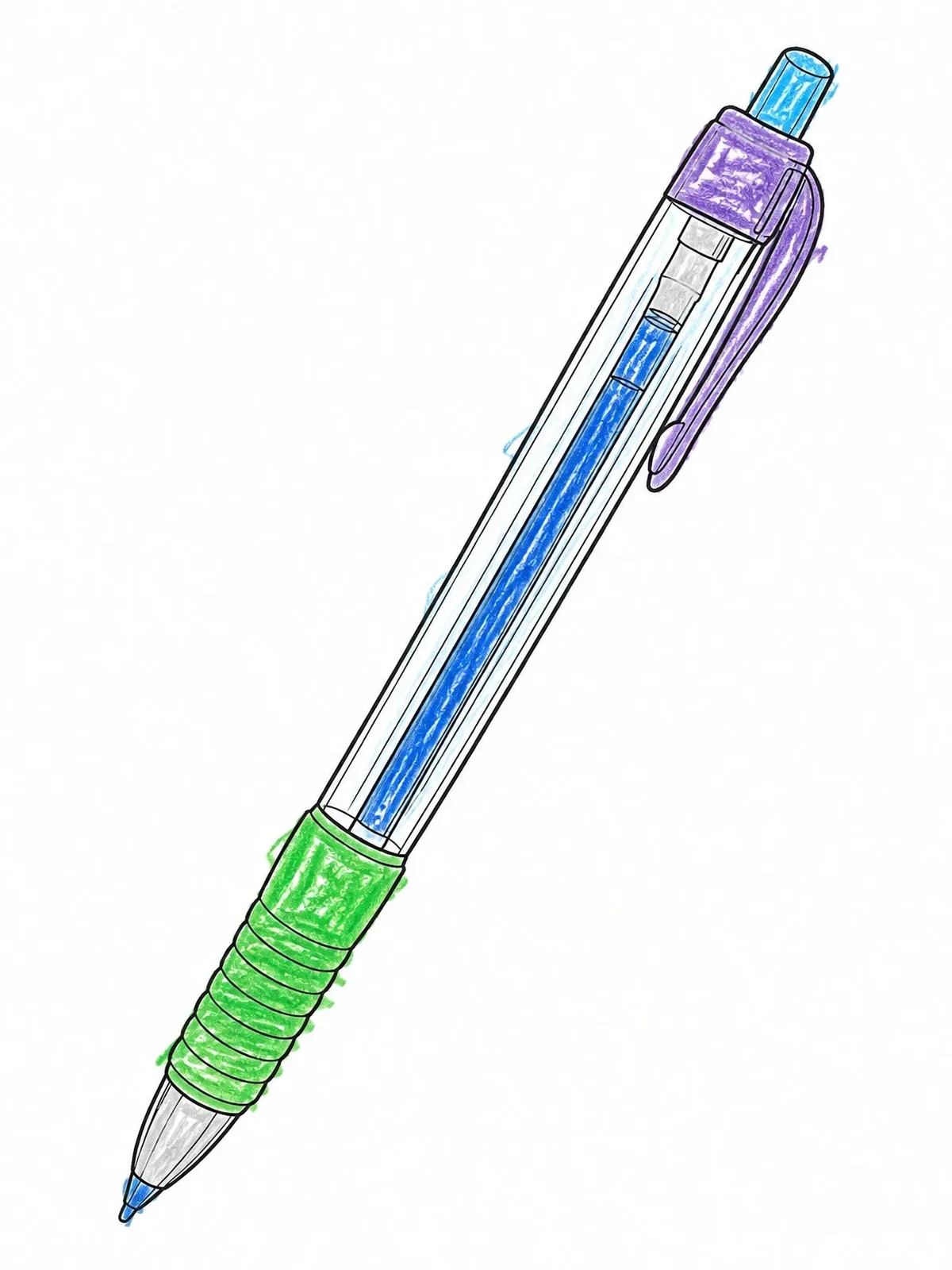 Colored example of the Retractable Click Gel Pen coloring page