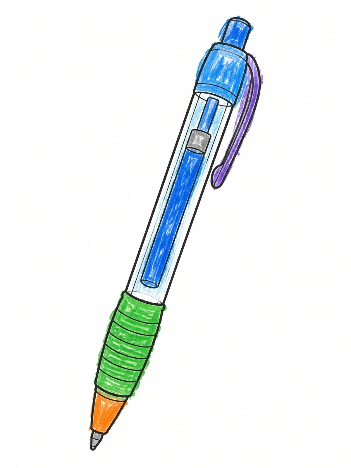 Colored example of the Retractable Gel Pen With Grip coloring page